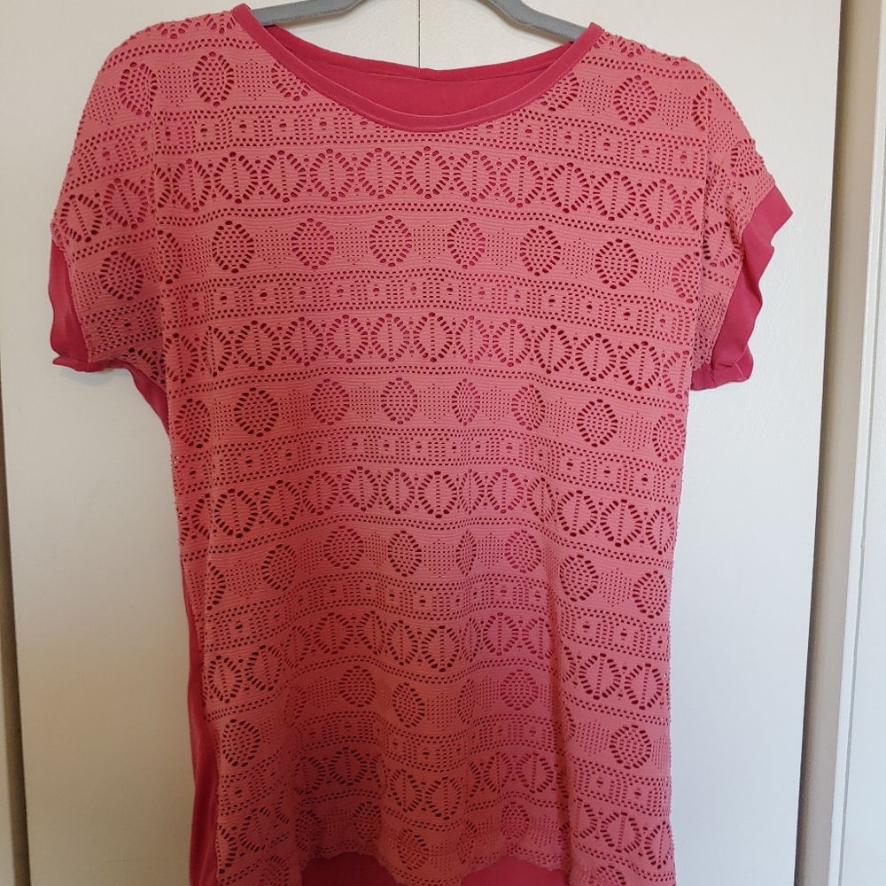 business casual pink tee